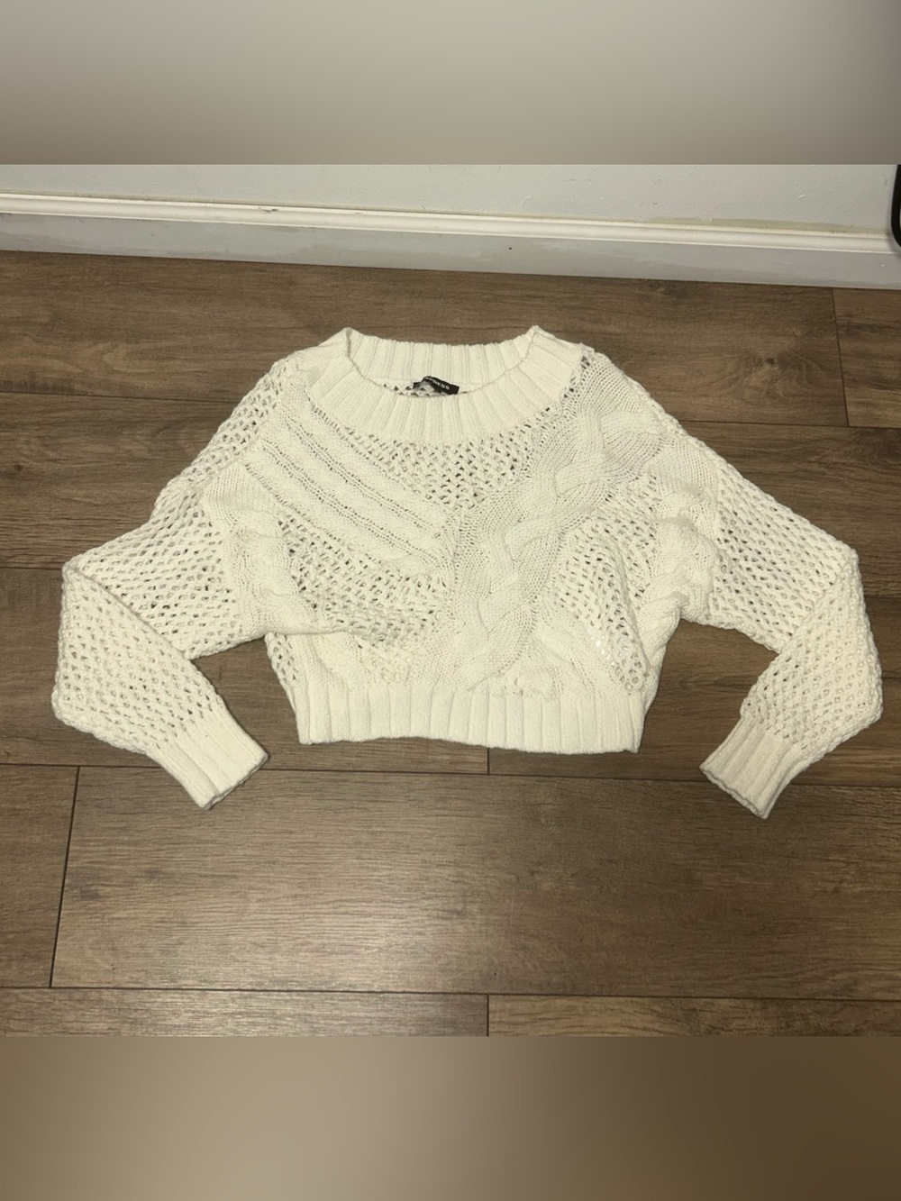Express Cable Knit Cropped Sweater